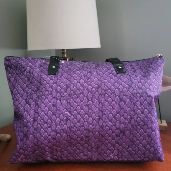 NWT Coach F77461 Gateway Snakeprint Packable Weekender Purple Canvas Pouch Bag - Picture 3 of 16